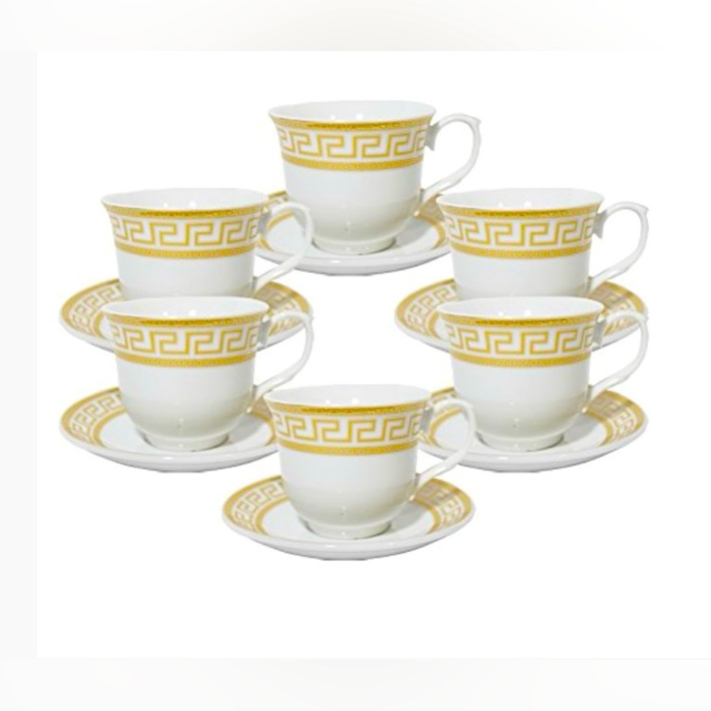 Elegant Gold and White Tea Cup Set
